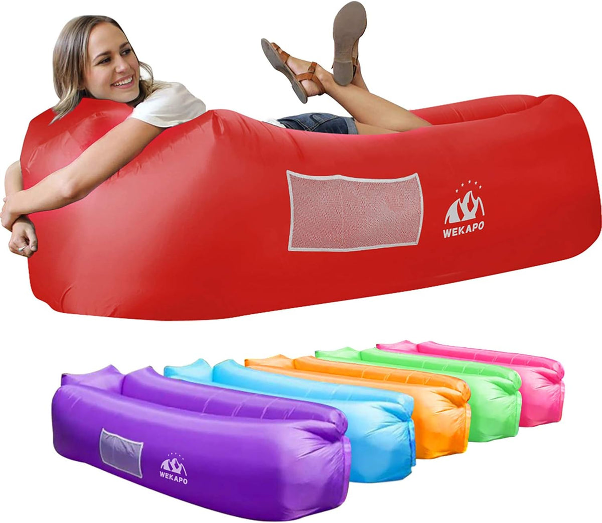 WEKAPO Inflatable Lounger Air Sofa,Red