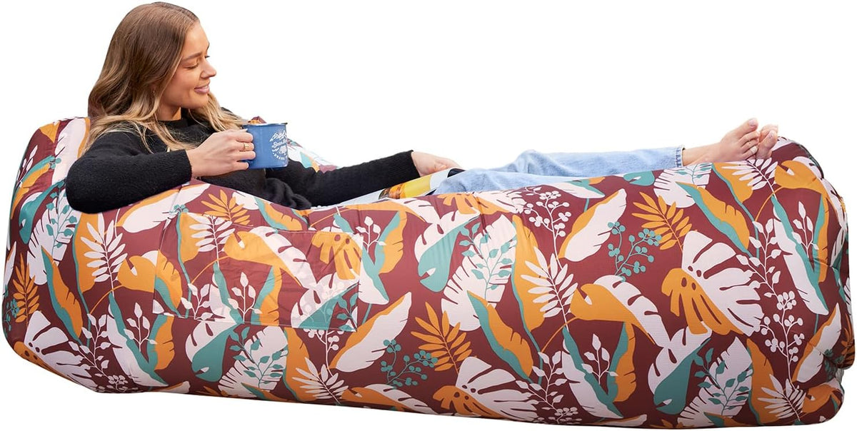 WEKAPO Inflatable Lounger Air Sofa,Chocolate Leaf