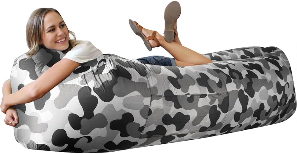 WEKAPO Inflatable Lounger Air Sofa,Grey Camouflage