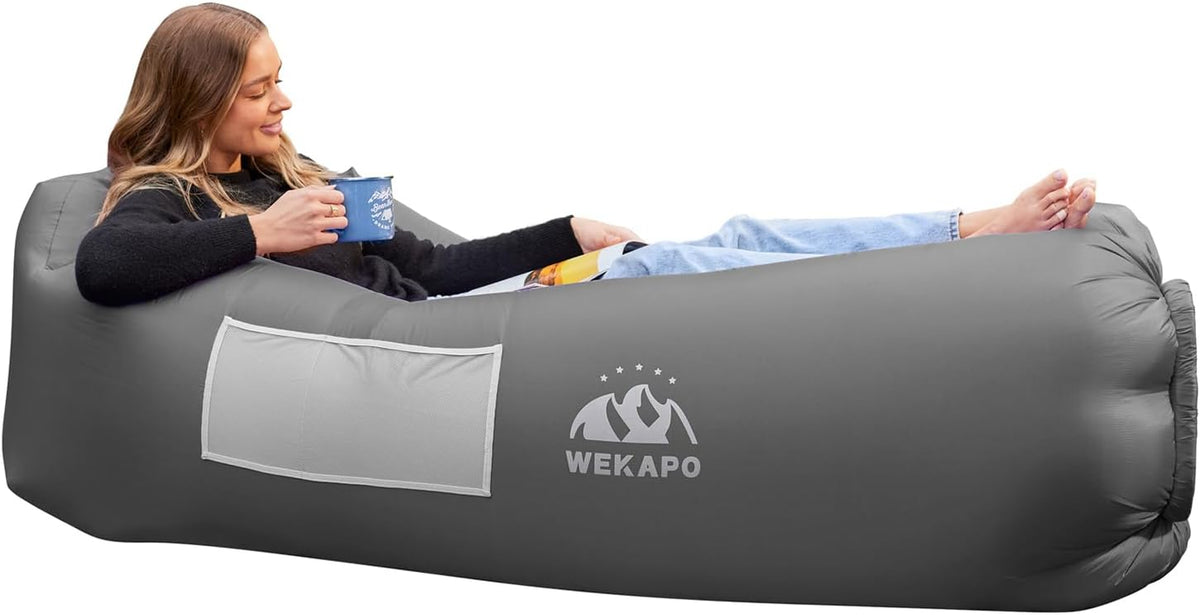 WEKAPO Inflatable Lounger Air Sofa,Slate Gray