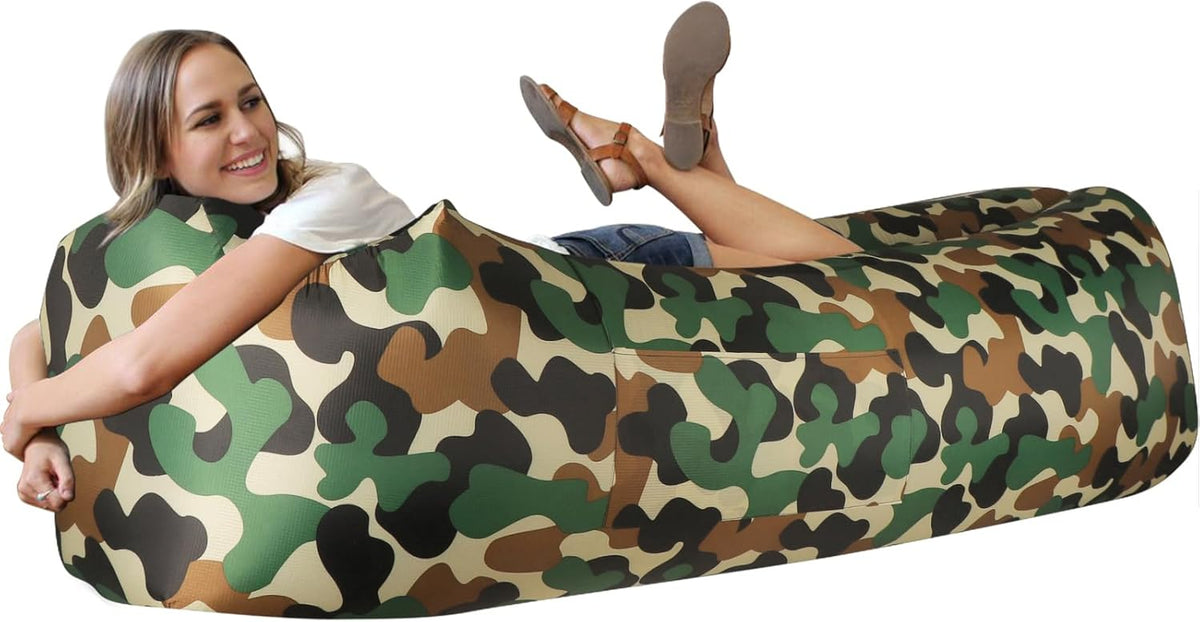 WEKAPO Inflatable Lounger Air Sofa,Camouflage Green