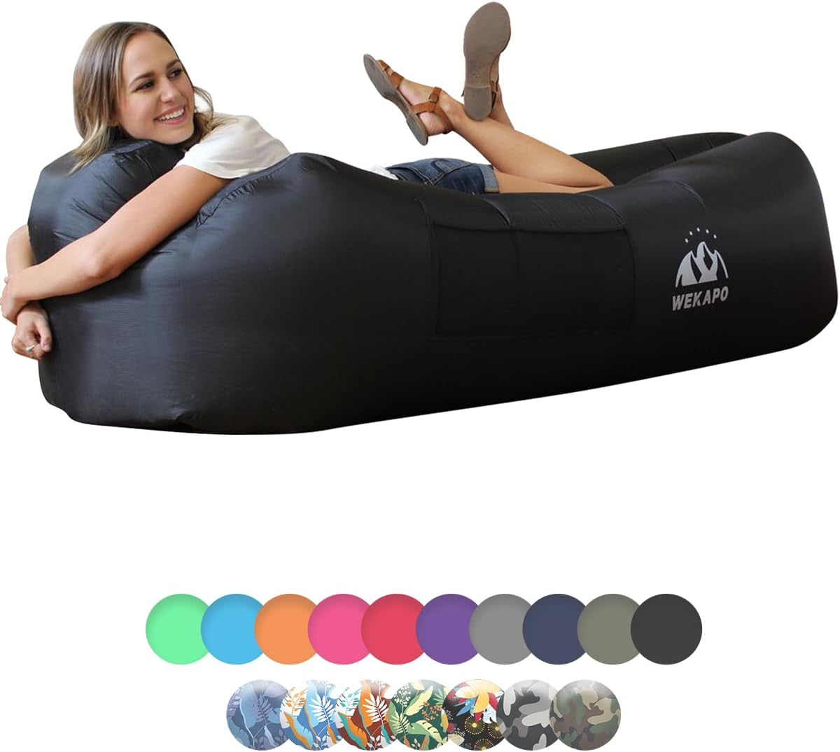 WEKAPO Inflatable Lounger Air Sofa,Black