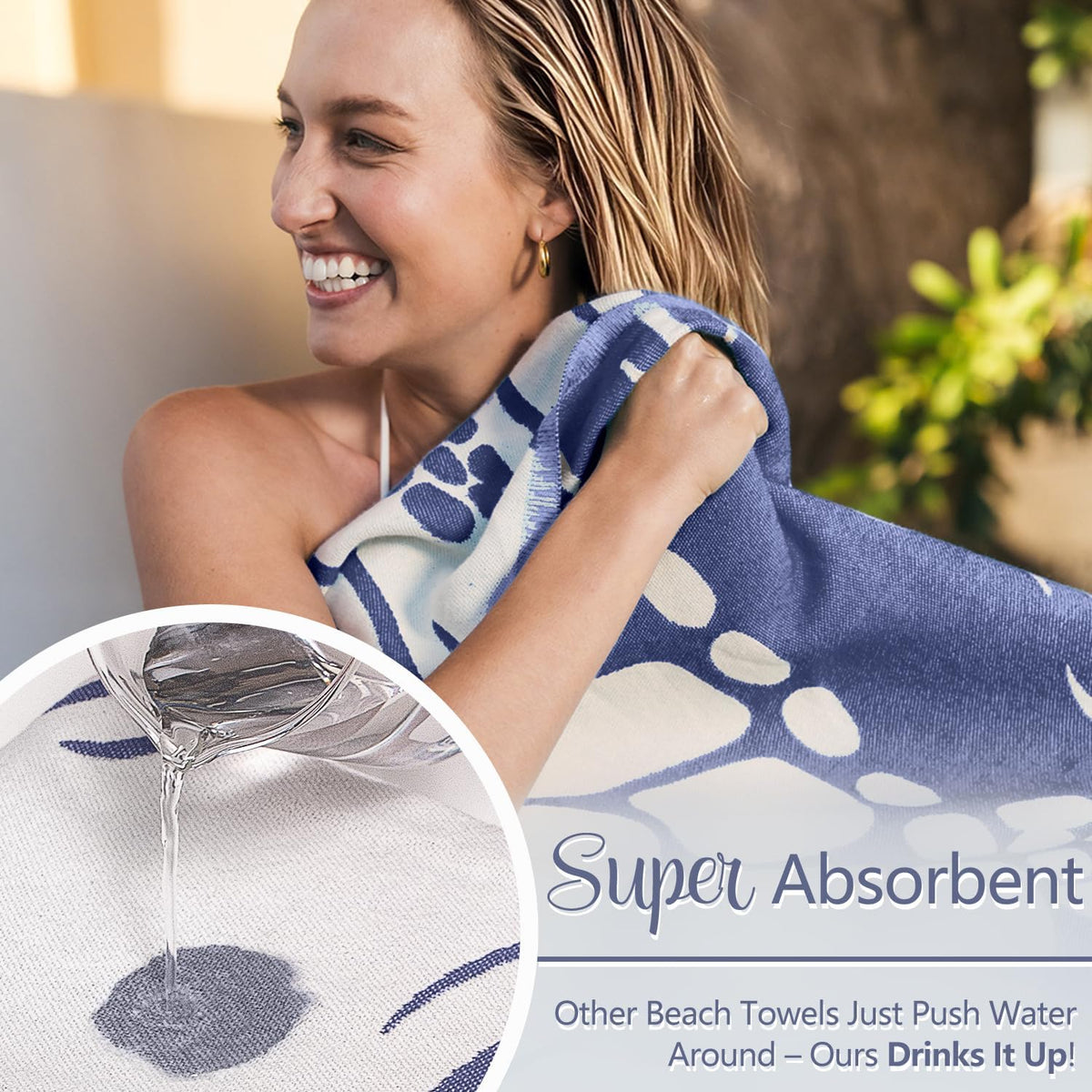 WEKAPO Turkish Beach Towel,Light Navy Sea Turtle