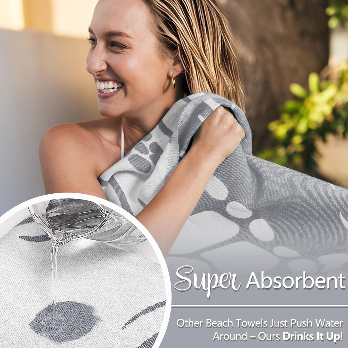 WEKAPO Turkish Beach Towel,Light Grey Sea Turtle