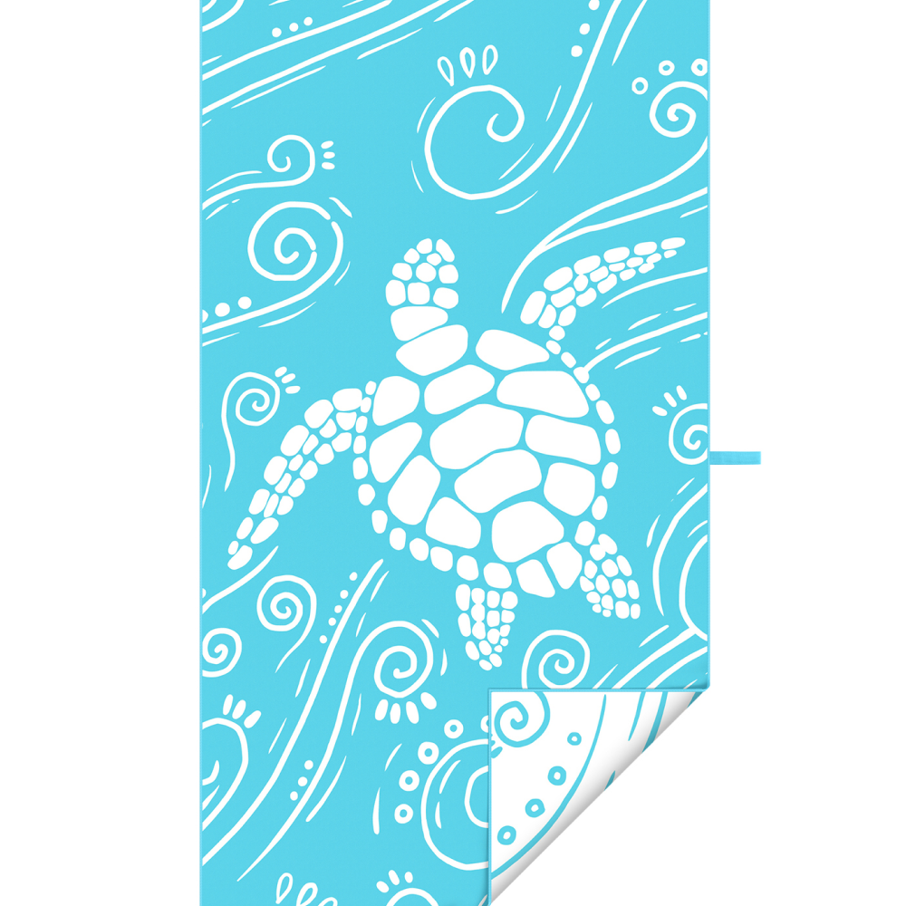 WEKAPO Microfiber Beach Towel,Blue Sea Turtle